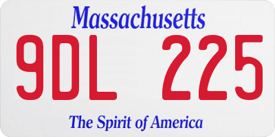 MA license plate 9DL225