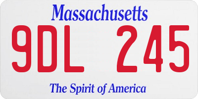 MA license plate 9DL245