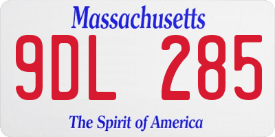 MA license plate 9DL285