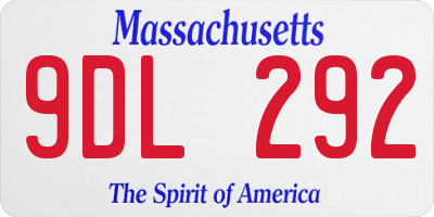MA license plate 9DL292