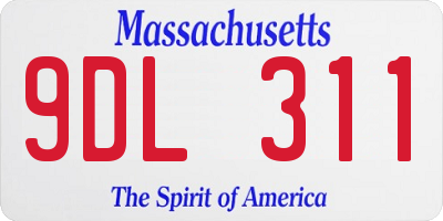 MA license plate 9DL311