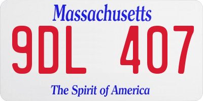 MA license plate 9DL407