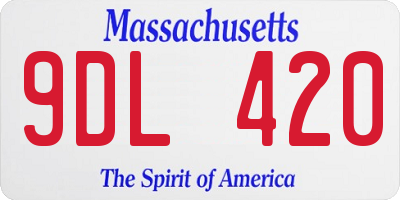 MA license plate 9DL420