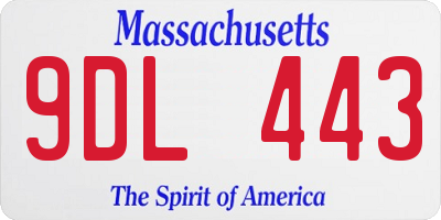 MA license plate 9DL443