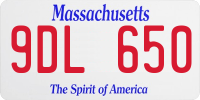 MA license plate 9DL650