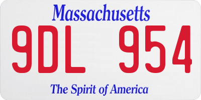 MA license plate 9DL954