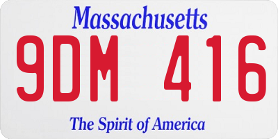 MA license plate 9DM416