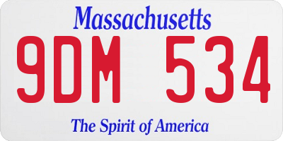 MA license plate 9DM534