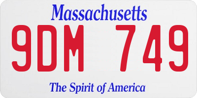 MA license plate 9DM749