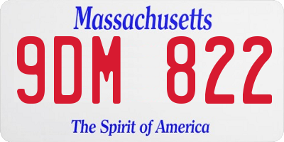 MA license plate 9DM822