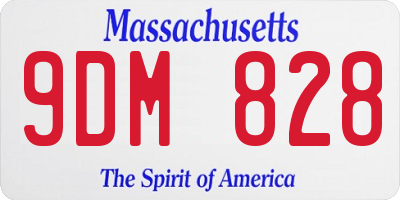 MA license plate 9DM828