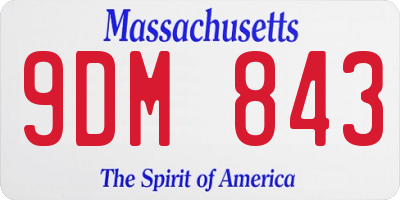 MA license plate 9DM843