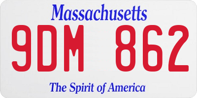 MA license plate 9DM862