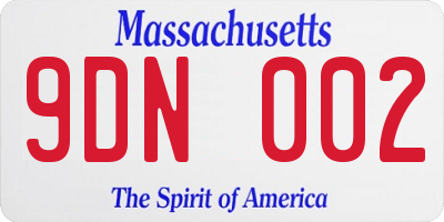 MA license plate 9DN002