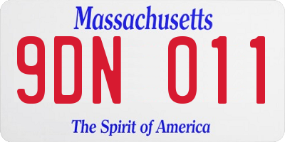 MA license plate 9DN011