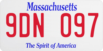 MA license plate 9DN097