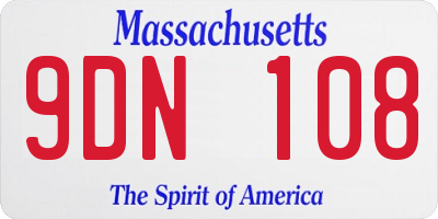 MA license plate 9DN108