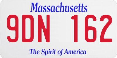 MA license plate 9DN162