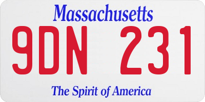 MA license plate 9DN231