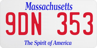 MA license plate 9DN353