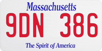 MA license plate 9DN386