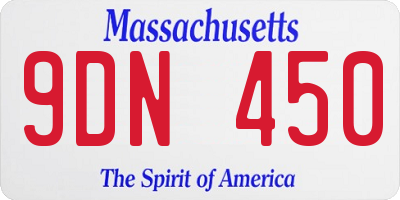 MA license plate 9DN450