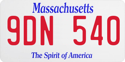 MA license plate 9DN540