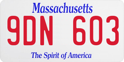 MA license plate 9DN603