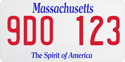 MA license plate 9DO123