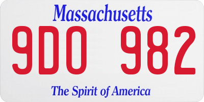 MA license plate 9DO982