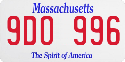 MA license plate 9DO996