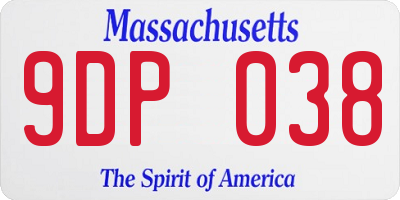 MA license plate 9DP038