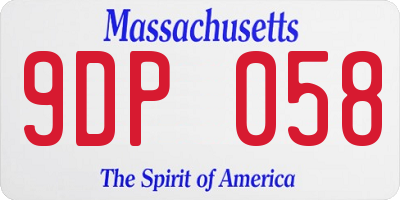 MA license plate 9DP058