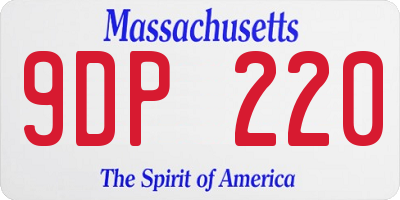 MA license plate 9DP220