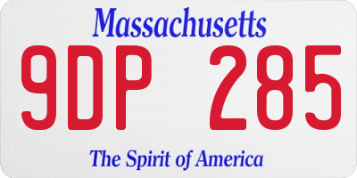 MA license plate 9DP285