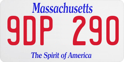 MA license plate 9DP290