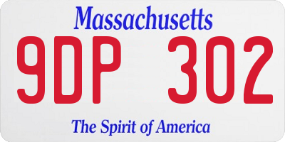MA license plate 9DP302