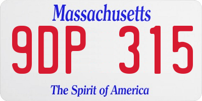 MA license plate 9DP315
