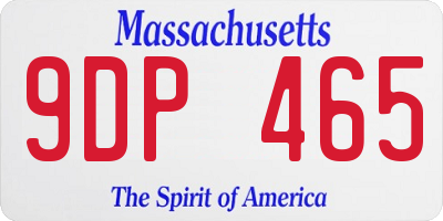 MA license plate 9DP465