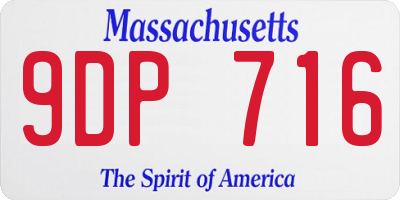MA license plate 9DP716