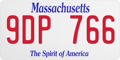 MA license plate 9DP766