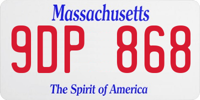 MA license plate 9DP868