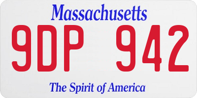MA license plate 9DP942