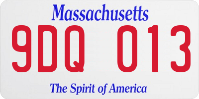 MA license plate 9DQ013