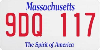 MA license plate 9DQ117