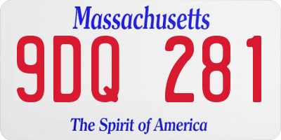 MA license plate 9DQ281