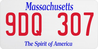 MA license plate 9DQ307