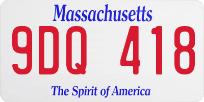 MA license plate 9DQ418