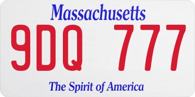MA license plate 9DQ777
