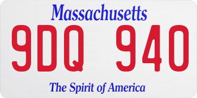 MA license plate 9DQ940